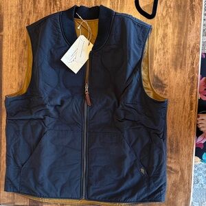 L.L. Bean Navy Reversible Quilted Vest with Mustard Interior - Men’s